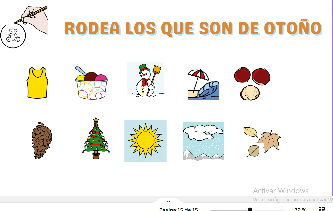 Material TEACCH: Vocabulario de otoño. 